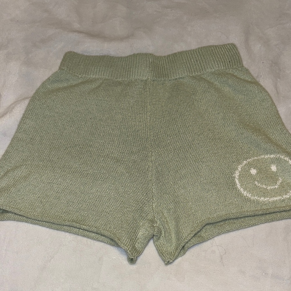 Green Knit Women's Pajama Shorts